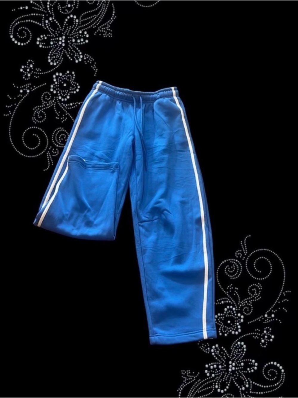 refuge Blue Kids Sweatpants with White Side Stripes